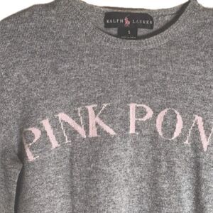 Ralph Lauren Pink Pony Gray Cashmere Crewneck Long-sleeved Sweater